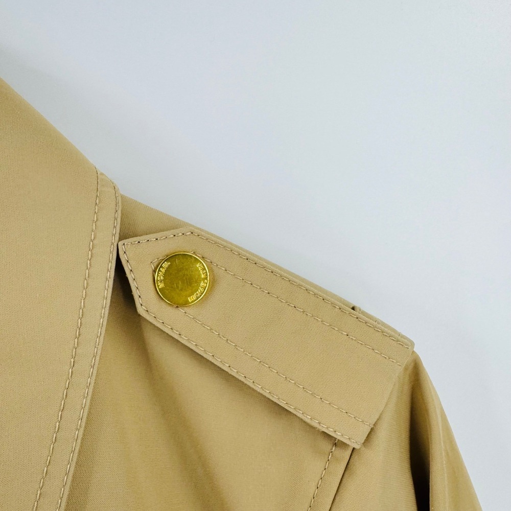 Michael Michael Kors Womens Tan Asymmetrical Zip Trench Coat Gold Hardware L - Picture 4 of 6